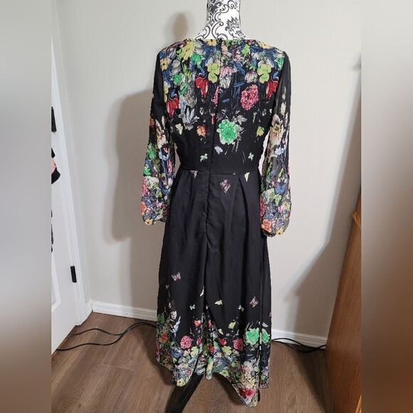 Beautiful black floral and butterfly maxi dress - Picture 3 of 6